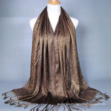 Hot selling solid color artificial cotton shawl scarf gold thread muslim wedding hijab